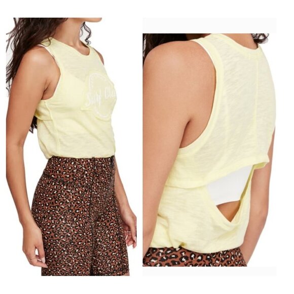 Free People Tops - NWT Free People Martine Tank Top Electric Lemon Yellow Sleeveless Women's Small